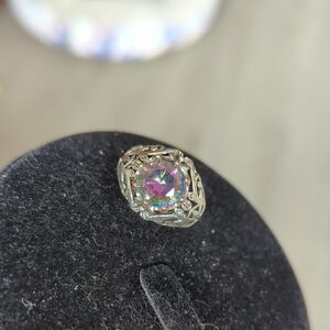 Elegant Silver Multicolor Gemstone Ring